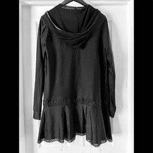 MESH DETAILED LONG HOODIE